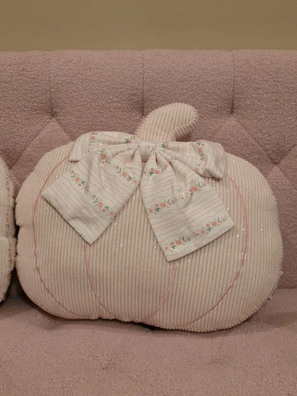 Shabby Chic Soft Pink Floral Pumpkin Accent Pillows
